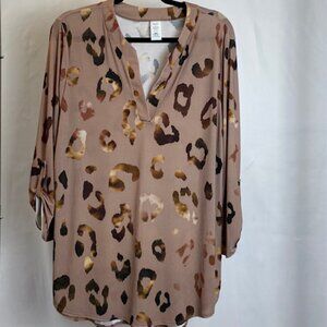 Zenobia - Plus Size women's Tops  Half Zip front - V Neck Short sleeves Y2K Boho